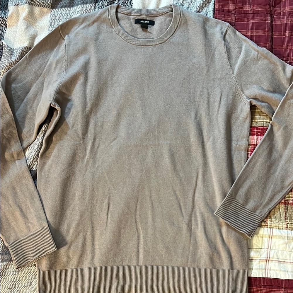 Alfani Tan Crewneck Sweater Classic Knit